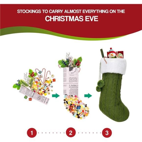 Personalized Christmas Stockings -Set of 3 with 50 Pcs Name Tags, Large Xmas - Picture 4 of 7